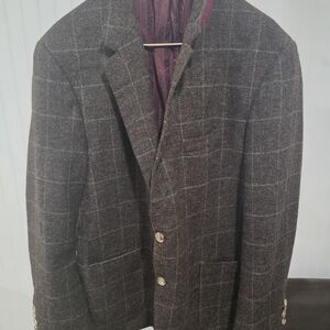 Men's Windowpane Wool-Blend Sport Coat in Brown and Gray